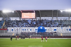 251122 Norrköpings publiks tifo inför fotbollsmatchen i kvalet till Allsvenskan mellan Örgryte IS och IFK Norrköping den 22 november 2025 på Gamla Ullevi i Göteborg.