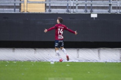 251122 ÖIS Daniel Paulson jublar efter att han gjort 1-0 under fotbollsmatchen i kvalet till Allsvenskan mellan Örgryte IS och IFK Norrköping den 22 november 2025 på Gamla Ullevi i Göteborg.