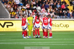 20240810 Arsenal under fotbollsmatchen i Uefa Womens Champions League mellan BK Häcken och Arsenal WFC den 18 september 2024 på Bravida Arena i Göteborg.