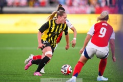 20240810 BK Häckens Alice Bergström under fotbollsmatchen i Uefa Womens Champions League mellan BK Häcken och Arsenal WFC den 18 september 2024 på Bravida Arena i Göteborg.