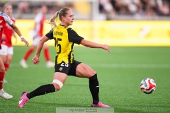 20240810 BK Häckens Alice Bergström under fotbollsmatchen i Uefa Womens Champions League mellan BK Häcken och Arsenal WFC den 18 september 2024 på Bravida Arena i Göteborg.