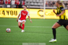 20240810 Arsenals Emily Fox under fotbollsmatchen i Uefa Womens Champions League mellan BK Häcken och Arsenal WFC den 18 september 2024 på Bravida Arena i Göteborg.