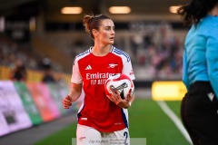 20240810 Arsenals Emily Fox under fotbollsmatchen i Uefa Womens Champions League mellan BK Häcken och Arsenal WFC den 18 september 2024 på Bravida Arena i Göteborg.