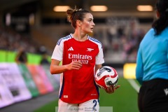 20240810 Arsenals Emily Fox under fotbollsmatchen i Uefa Womens Champions League mellan BK Häcken och Arsenal WFC den 18 september 2024 på Bravida Arena i Göteborg.