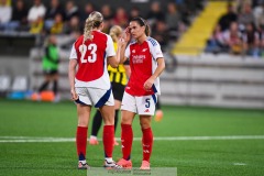 20240810 Arsenals Codina Panedas och Alessia Russo under fotbollsmatchen i Uefa Womens Champions League mellan BK Häcken och Arsenal WFC den 18 september 2024 på Bravida Arena i Göteborg.