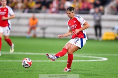 20240810 Arsenals Kyra Cooney-Cross under fotbollsmatchen i Uefa Womens Champions League mellan BK Häcken och Arsenal WFC den 18 september 2024 på Bravida Arena i Göteborg.