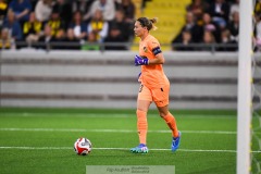 20240810 BK Häckens Jennifer Falk under fotbollsmatchen i Uefa Womens Champions League mellan BK Häcken och Arsenal WFC den 18 september 2024 på Bravida Arena i Göteborg.