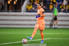 20240810 BK Häckens Jennifer Falk under fotbollsmatchen i Uefa Womens Champions League mellan BK Häcken och Arsenal WFC den 18 september 2024 på Bravida Arena i Göteborg.