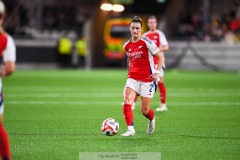 20240810 Arsenals Emily Fox under fotbollsmatchen i Uefa Womens Champions League mellan BK Häcken och Arsenal WFC den 18 september 2024 på Bravida Arena i Göteborg.