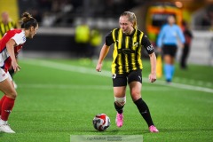 20240810 BK Häckens Alice Bergström under fotbollsmatchen i Uefa Womens Champions League mellan BK Häcken och Arsenal WFC den 18 september 2024 på Bravida Arena i Göteborg.