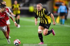 20240810 BK Häckens Alice Bergström under fotbollsmatchen i Uefa Womens Champions League mellan BK Häcken och Arsenal WFC den 18 september 2024 på Bravida Arena i Göteborg.