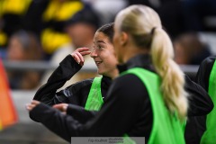 20240810 BK Häckens Ruby Grant under fotbollsmatchen i Uefa Womens Champions League mellan BK Häcken och Arsenal WFC den 18 september 2024 på Bravida Arena i Göteborg.