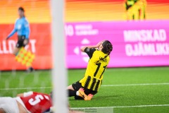 20240810 BK Häckens Clarissa Larisey under fotbollsmatchen i Uefa Womens Champions League mellan BK Häcken och Arsenal WFC den 18 september 2024 på Bravida Arena i Göteborg.