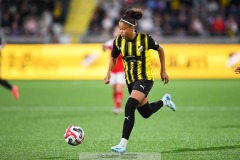 20240810 BK Häckens Felicia Schröder under fotbollsmatchen i Uefa Womens Champions League mellan BK Häcken och Arsenal WFC den 18 september 2024 på Bravida Arena i Göteborg.