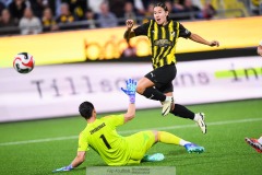 20240810 BK Häckens Tabitha Tindell under fotbollsmatchen i Uefa Womens Champions League mellan BK Häcken och Arsenal WFC den 18 september 2024 på Bravida Arena i Göteborg.