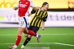 20240810 BK Häckens Tabitha Tindell under fotbollsmatchen i Uefa Womens Champions League mellan BK Häcken och Arsenal WFC den 18 september 2024 på Bravida Arena i Göteborg.