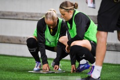 20240810 BK Häckens Alva Selerud och Paulina Nyström under fotbollsmatchen i Uefa Womens Champions League mellan BK Häcken och Arsenal WFC den 18 september 2024 på Bravida Arena i Göteborg.