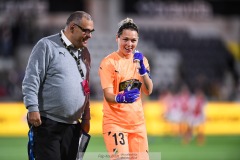 20240810 BK Häckens Jennifer Falk under fotbollsmatchen i Uefa Womens Champions League mellan BK Häcken och Arsenal WFC den 18 september 2024 på Bravida Arena i Göteborg.