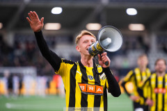 20260419 BK Häckens Julius Lindberg jublar efter fotbollsmatchen i Allsvenskan mellan BK Häcken och GAIS den 19 april 2026 på Nordic Wellness Arena i Göteborg. 
Foto: Filip Kauffeldt