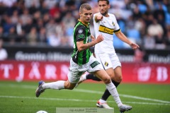 20240722 GAIS Lucas Hedlund under fotbollsmatchen i Allsvenskan mellan GAIS och AIK den 22 Juli 2024 på Gamla Ullevi i Göteborg.