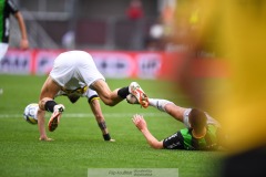 20240722 GAIS Axel Norén och AIKs Ioannis Pittas under fotbollsmatchen i Allsvenskan mellan GAIS och AIK den 22 Juli 2024 på Gamla Ullevi i Göteborg.