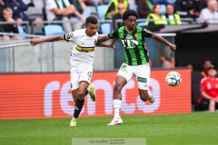 20240722 AIKs Rui Modesto och GAIS Harun Ibrahim under fotbollsmatchen i Allsvenskan mellan GAIS och AIK den 22 Juli 2024 på Gamla Ullevi i Göteborg.