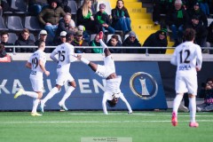 20260314 AIKs Zadok Yohanna jublar efter att ha gjort 1-1 under fotbollsmatchen i Svenska Cupen mellan GAIS och AIK den 14 mars 2026 på Nordic Wellness Arena i Göteborg. 
Foto: Filip Kauffeldt