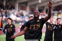 20260314 GAIS Shalom Ekong jublar efter fotbollsmatchen i Svenska Cupen mellan GAIS och AIK den 14 mars 2026 på Nordic Wellness Arena i Göteborg. 
Foto: Filip Kauffeldt