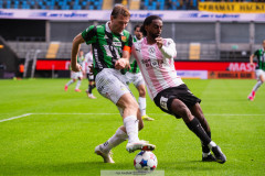 20260905 GAIS August Wängberg och BK Häckens Harun Ibrahim under fotbollsmatchen i Allsvenskan mellan GAIS och BK Häcken den 5 semptember 2026 på Gamla Ullevi i Göteborg. 
Foto: Filip Kauffeldt