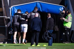 20260406 GAIS Gustav Lundgren har ont inför fotbollsmatchen i Allsvenskan GAIS och Djurgårdens IF den 6 april 2026 på Gamla Ullevi i Göteborg. 
Foto: Filip Kauffeldt