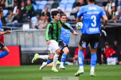 20240818 GAIS William Milovanovic under fotbollsmatchen i Allsvenskan mellan GAIS och Halmstads BK den 18 augusti 2024 på Gamla Ullevi i Göteborg.