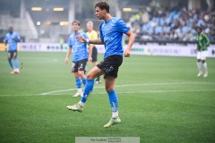 20240818 Halmstads BKs Gabriel Wallentin under fotbollsmatchen i Allsvenskan mellan GAIS och Halmstads BK den 18 augusti 2024 på Gamla Ullevi i Göteborg.