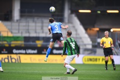 20240818 Halmstads BKs Gabriel Wallentin under fotbollsmatchen i Allsvenskan mellan GAIS och Halmstads BK den 18 augusti 2024 på Gamla Ullevi i Göteborg.