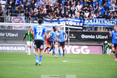 20240818 Halmstads BK under fotbollsmatchen i Allsvenskan mellan GAIS och Halmstads BK den 18 augusti 2024 på Gamla Ullevi i Göteborg.