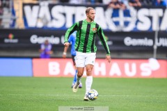 20240818 GAIS Gustav Lundgren under fotbollsmatchen i Allsvenskan mellan GAIS och Halmstads BK den 18 augusti 2024 på Gamla Ullevi i Göteborg.