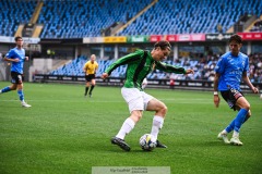 20240818 GAIS Axel Henriksson under fotbollsmatchen i Allsvenskan mellan GAIS och Halmstads BK den 18 augusti 2024 på Gamla Ullevi i Göteborg.