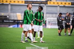 20240818 GAIS Harun Ibrahim och Gustav Lundgren under fotbollsmatchen i Allsvenskan mellan GAIS och Halmstads BK den 18 augusti 2024 på Gamla Ullevi i Göteborg.