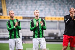 20240818 GAIS Filip Gustafsson och Robin Wendin Thomasson under fotbollsmatchen i Allsvenskan mellan GAIS och Halmstads BK den 18 augusti 2024 på Gamla Ullevi i Göteborg.