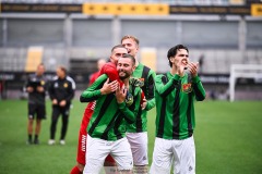 20240818 GAIS Axel Norén och Mergim Krasniqi under fotbollsmatchen i Allsvenskan mellan GAIS och Halmstads BK den 18 augusti 2024 på Gamla Ullevi i Göteborg.