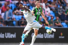 20250726 GAIS Oskar Ågren och Halmstads BKs Naeem Mohammed under fotbollsmatchen mellan GAIS och Halmstads BK i Allsvenskan den 16 juli 2025 på Gamla Ullevi i Göteborg.