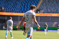 20250726 Halmstads BKs Gabriel Wallentin under fotbollsmatchen mellan GAIS och Halmstads BK i Allsvenskan den 16 juli 2025 på Gamla Ullevi i Göteborg.