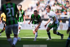 20240707 GAIS Lucas Hedlund och Hammarby IFs Victor Eriksson under fotbollsmatchen i Allsvenskan mellan GAIS och Hammarby IF den 7 Juli 2024 på Gamla Ullevi i Göteborg.