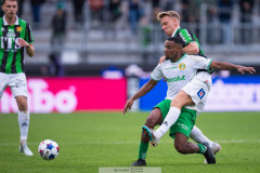 20260520 Hammarbys Paulos Abraham och GAIS Joackim Fagerjord under fotbollsmatchen i Allsvenskan mellan GAIS och Hammarby IF den 20 maj 2026 på Gamla Ullevi i Göteborg. 
Foto: Filip Kauffeldt