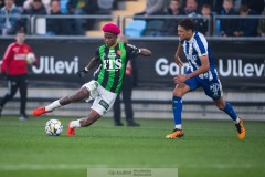 20240506 GAIS Chovanie Amatkarijo och IFK Göteborgs Thomas Santos under fotbollsmatchen i Allsvenskan mellan GAIS och IFK Göteborg den 6 maj 2024 på Gamla Ullevi i Göteborg.