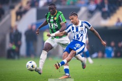 20250811 IFK Göteborgs Sebastian Clemmensen och GAIS Ibrahim Diabate under fotbollsmatchen mellan GAIS och IFK Göteborg i Allsvenskan den 11 augusti 2025 på Gamla Ullevi i Göteborg.