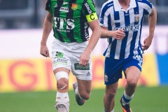 20250811 GAIS August Wängberg och IFK Göteborgs Max Fenger under fotbollsmatchen mellan GAIS och IFK Göteborg i Allsvenskan den 11 augusti 2025 på Gamla Ullevi i Göteborg.