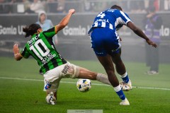 20250811 IFK Göteborgs Rockson Yeboah och GAIS Amin Boudri under fotbollsmatchen mellan GAIS och IFK Göteborg i Allsvenskan den 11 augusti 2025 på Gamla Ullevi i Göteborg.