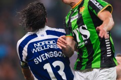 20250811 GAIS Lucas Hedlund och IFK Göteborgs Gustav Svensson under fotbollsmatchen mellan GAIS och IFK Göteborg i Allsvenskan den 11 augusti 2025 på Gamla Ullevi i Göteborg.