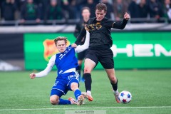 20260307 Norrköpings Axel Brönner och GAIS Max Andersson under fotbollsmatchen i Svenska Cupen mellan GAIS och IFK Norrköping den 7 mars 2026 på Nordic Wellness Arena i Göteborg. 
Foto: Filip Kauffeldt