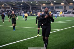 20260307 GAIS Shalom Ekong jublar efter att ha gjort 5-1 under fotbollsmatchen i Svenska Cupen mellan GAIS och IFK Norrköping den 7 mars 2026 på Nordic Wellness Arena i Göteborg. 
Foto: Filip Kauffeldt